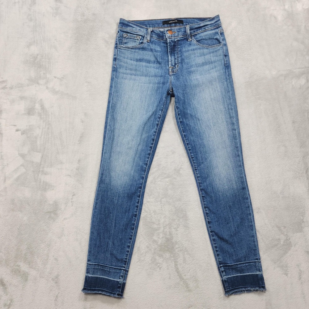 J Brand Jeans Womens 27 Blue Mid Rise Capri Corrupted Distressed Raw Hem Denim